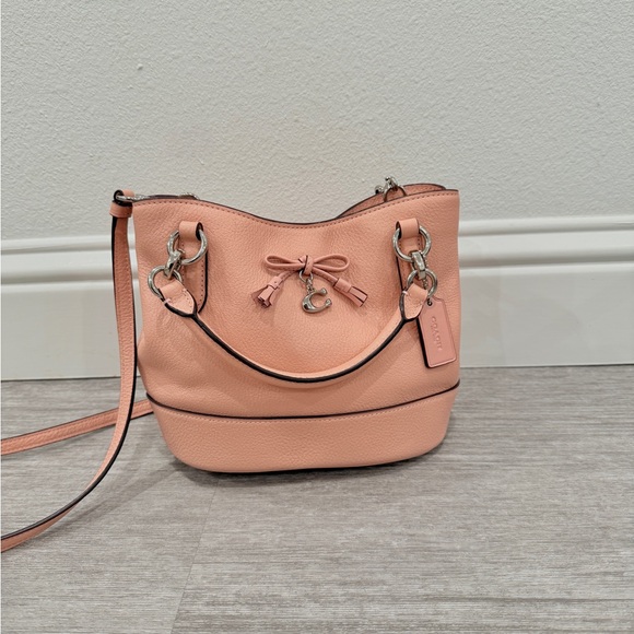 Coach Handbags - Coach Peach Leather Shoulder Bag